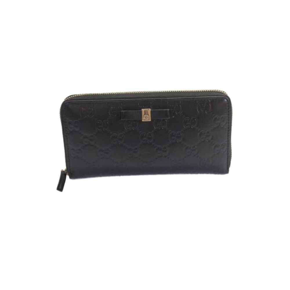 Gucci Womens Leather Guccissima Zip Around Long Wallet Black